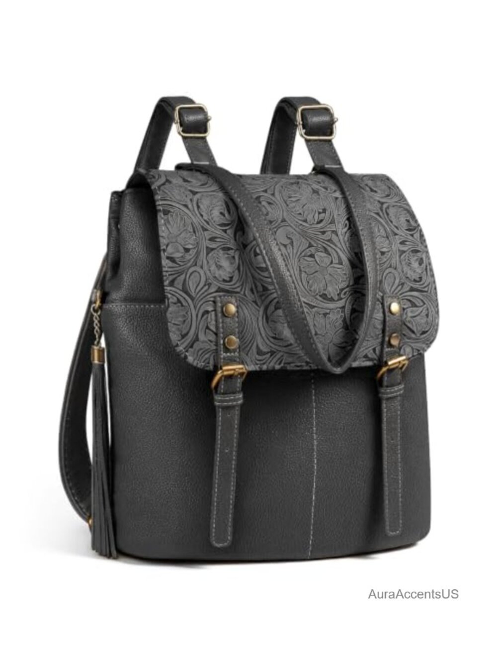 Faux Leather Convertible Backpack Purse Vintage Paisley Women